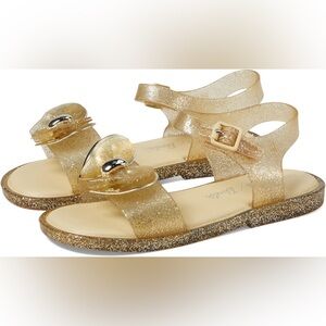 Mini Melissa/Barbie Girl’s Size 2 Gold Glitter Jelly Sandals.